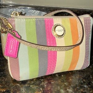 Coach legacy sequence Colorful Striped Wristlet